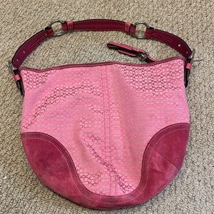 Vintage pink suede Coach handbag